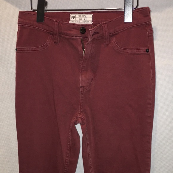 Free People Denim - Free People Burgundy Denim Skinny Jeans | Size 27